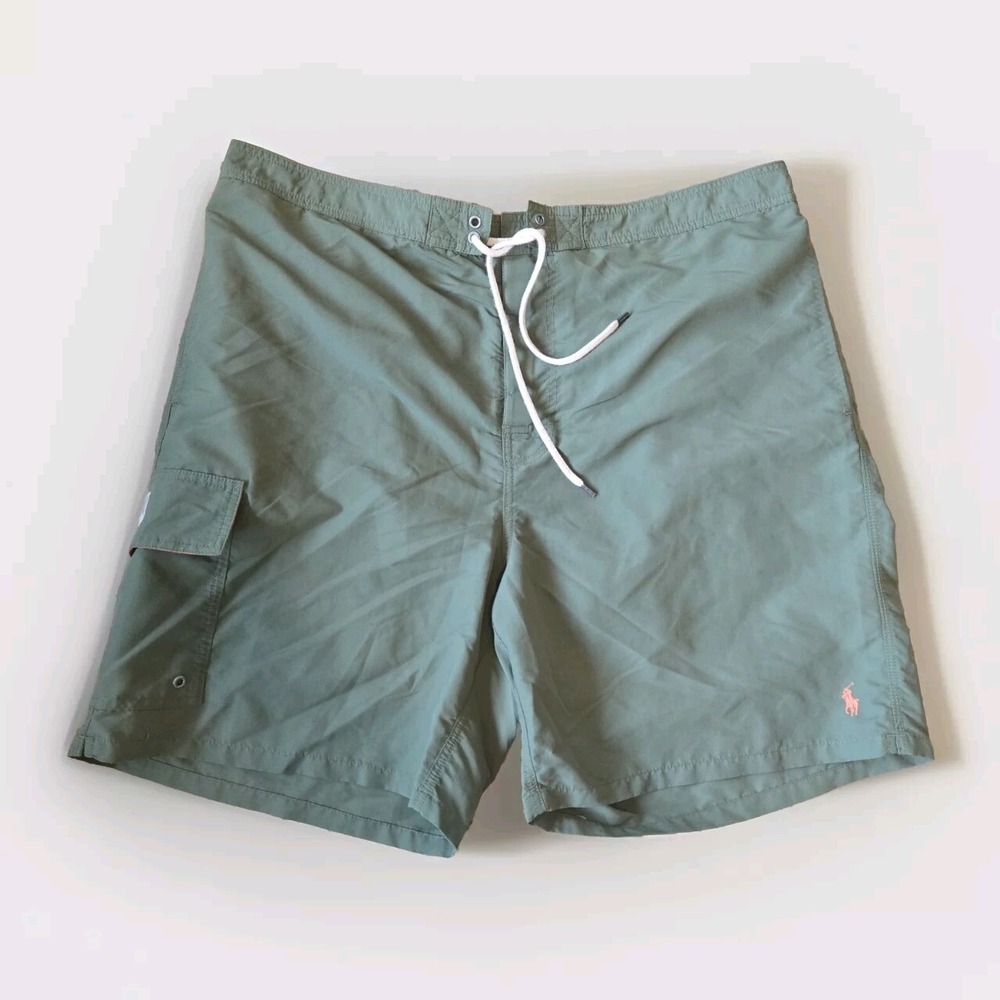 Polo Ralph Lauren Swim Trunks Mens Size 1X BIG Green/Orange Pony 8.5" Lined Mesh